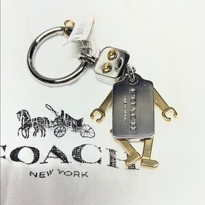 Coach Metallic Robot Keychain with Gold and Silver